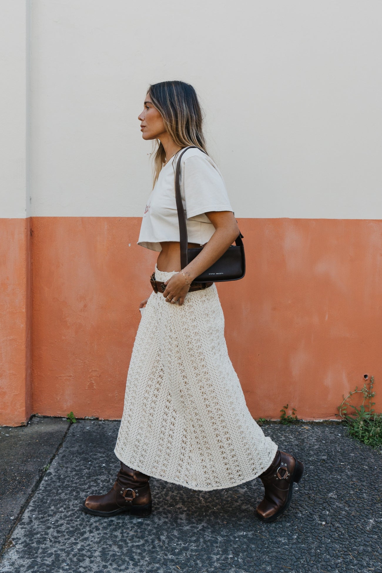 Crochet skirt street style best sale