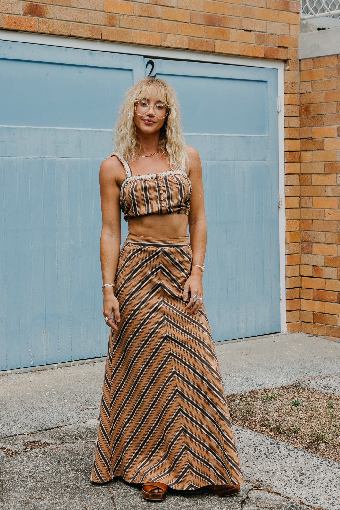 Clay - Striped Maxi Skirt