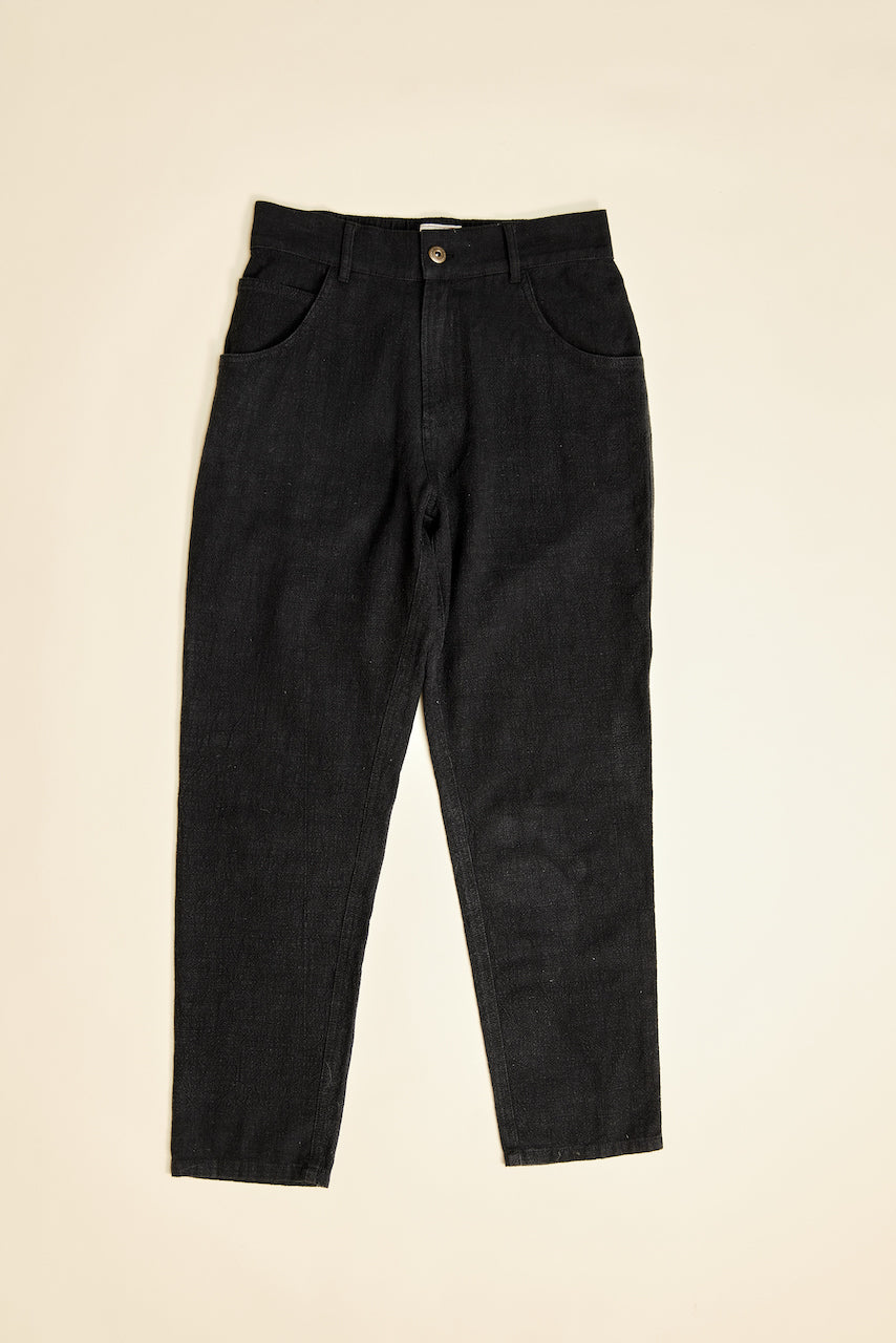 Miller - Unisex Textured Linen Pants - Washed Black