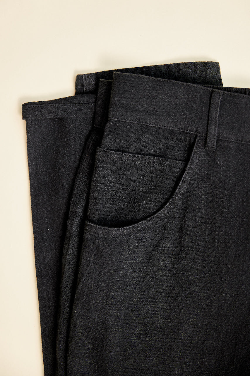 Miller - Unisex Textured Linen Pants - Washed Black