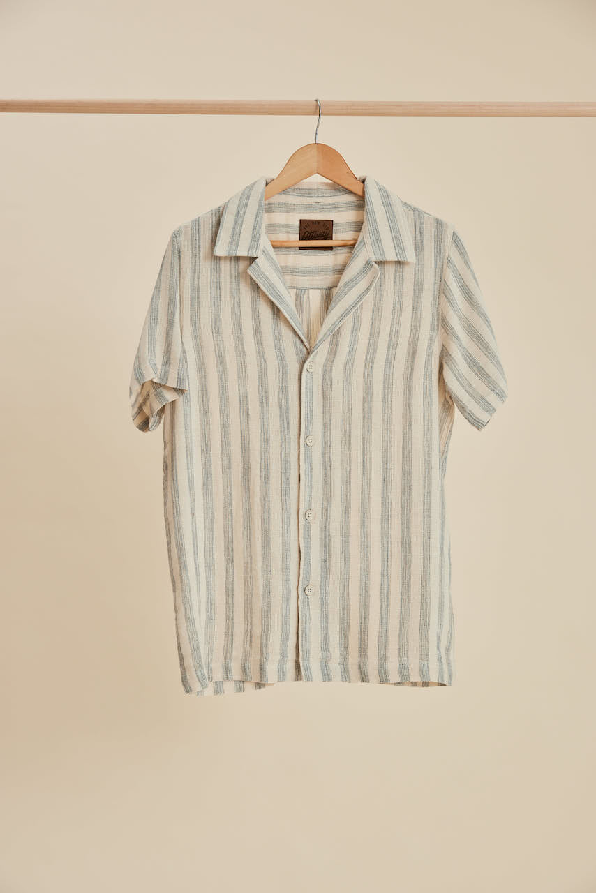 Tosman - Unisex Textured Short Sleeve Stripe Shirt