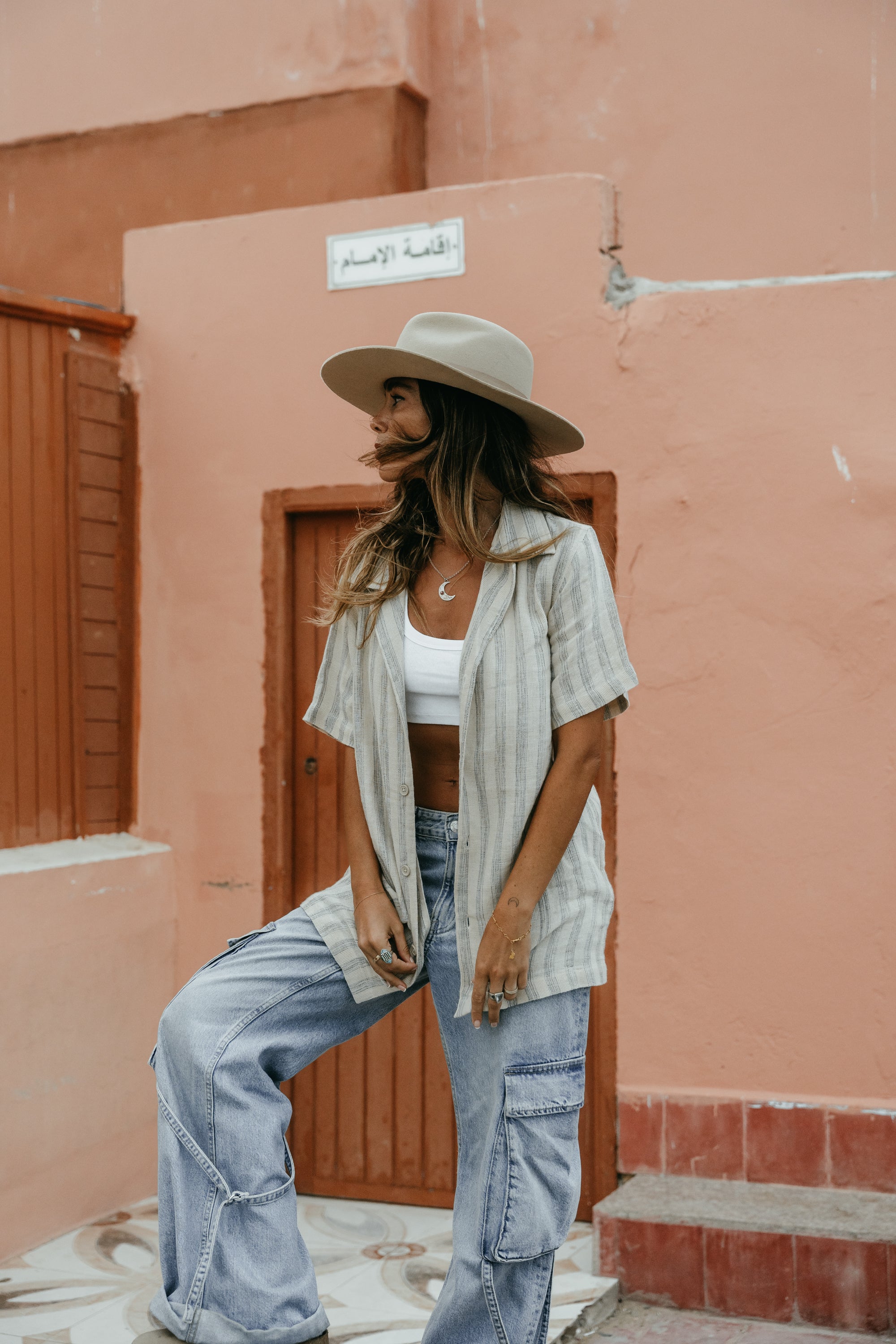 Tosman - Unisex Textured Short Sleeve Stripe Shirt