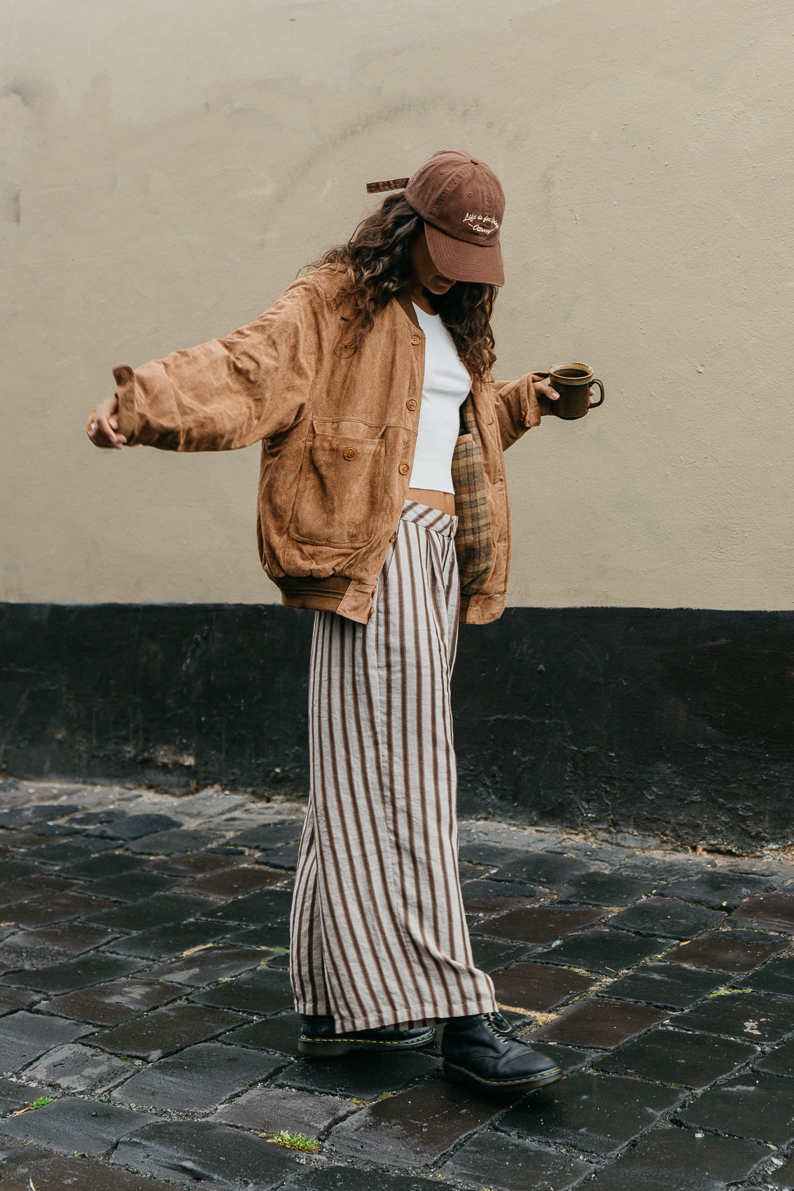 Abby - Striped High-Waist Linen Pants