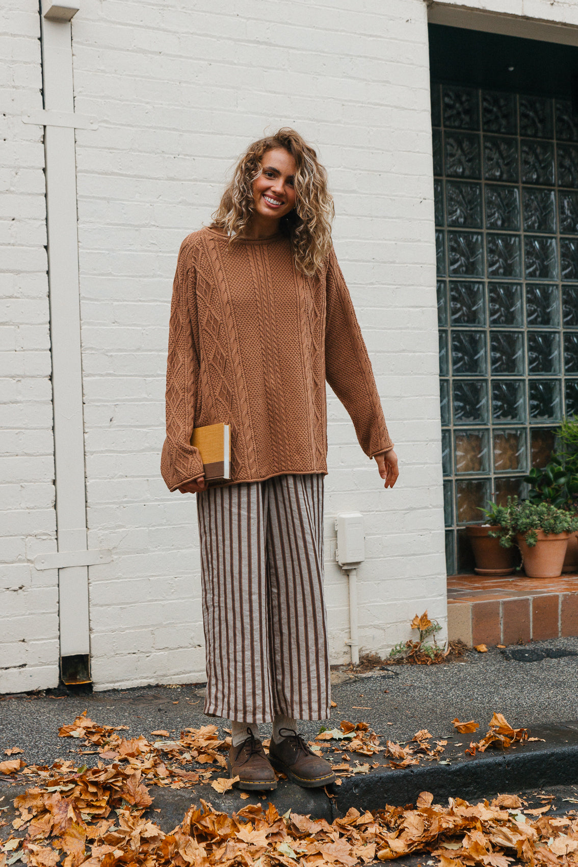 Abby - Striped High-Waist Linen Pants