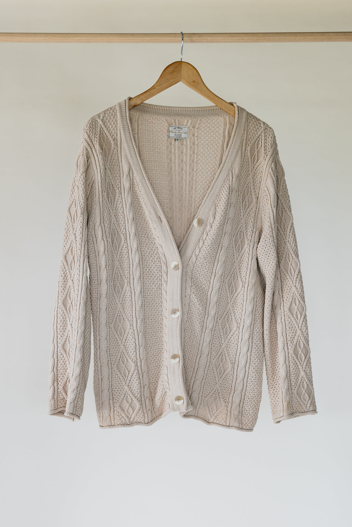 Cohen Unisex Cable Knit Cardigan - Beige