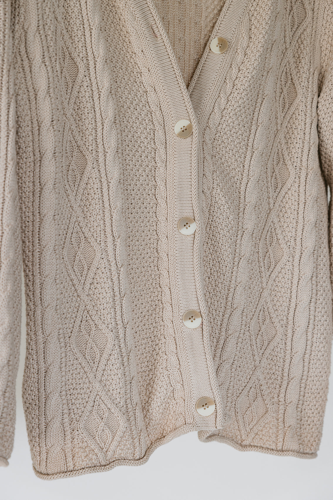 Cohen Unisex Cable Knit Cardigan - Beige