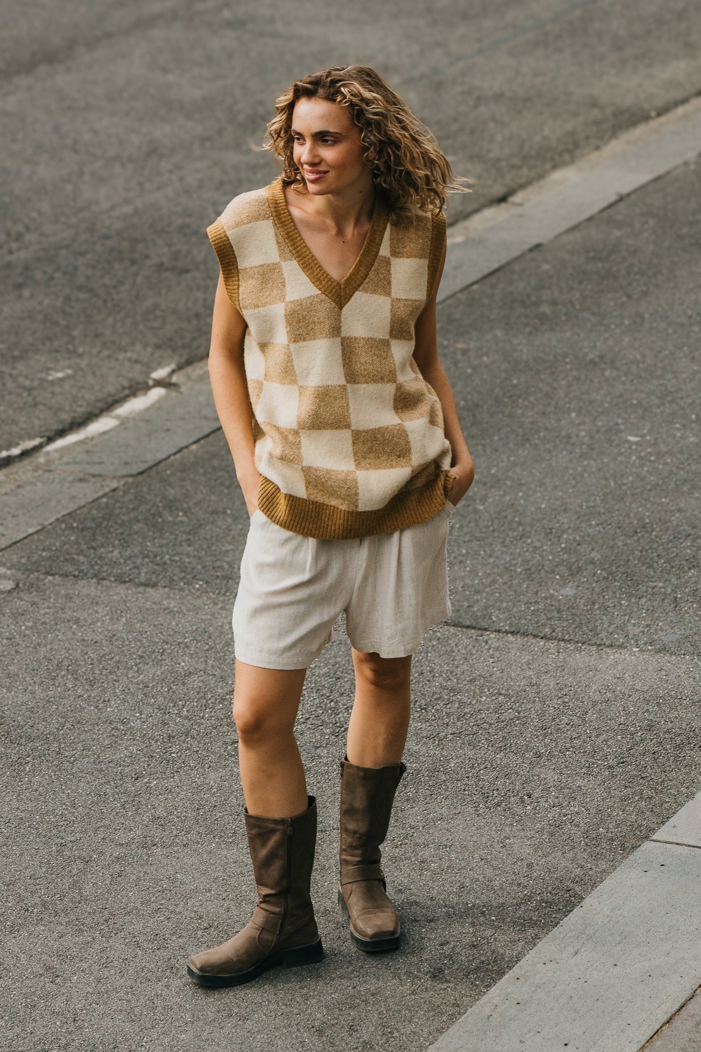 Archie - Brown Checkered Vest