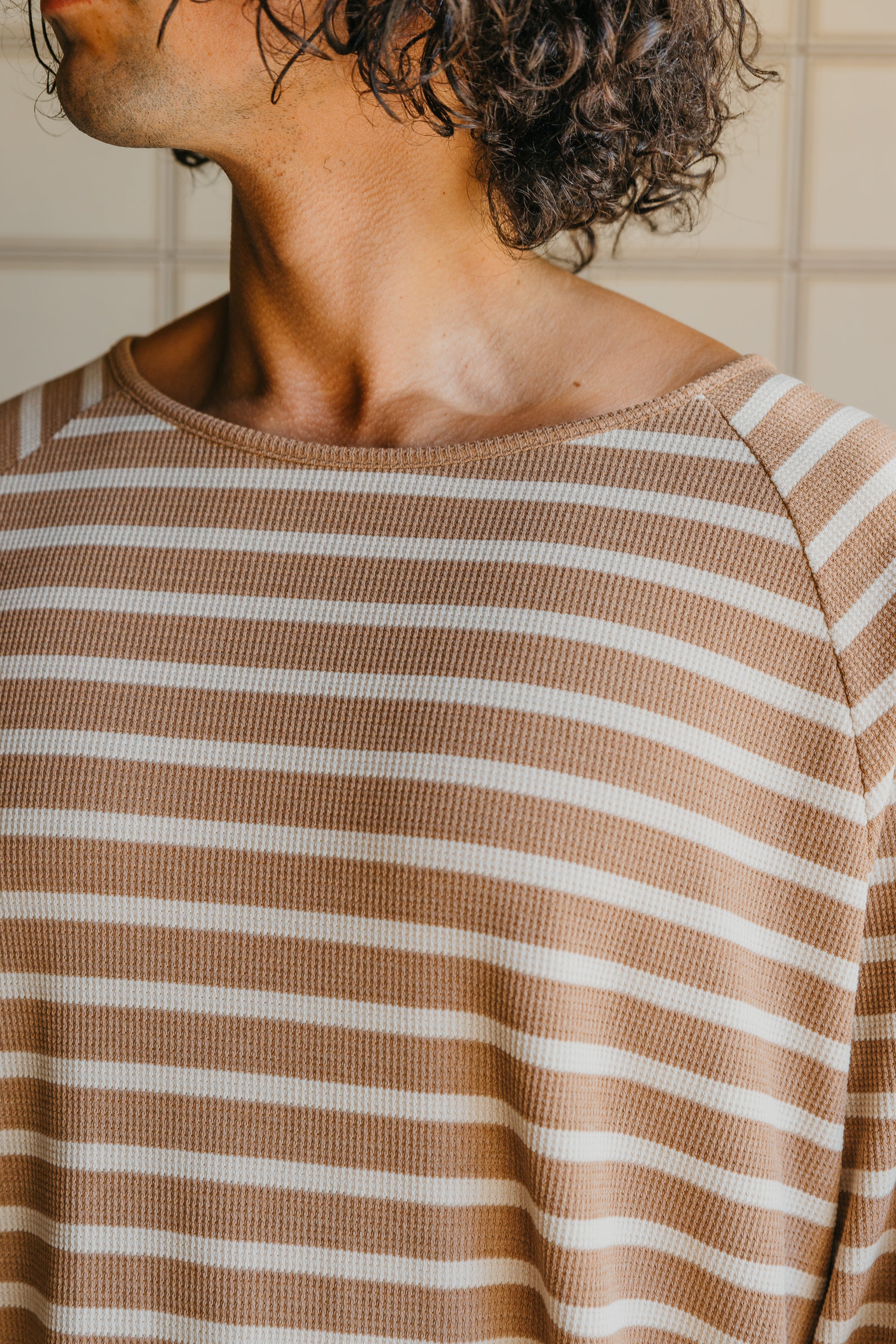 Nolan Striped Long Sleeve T-shirt - Brown and Cream