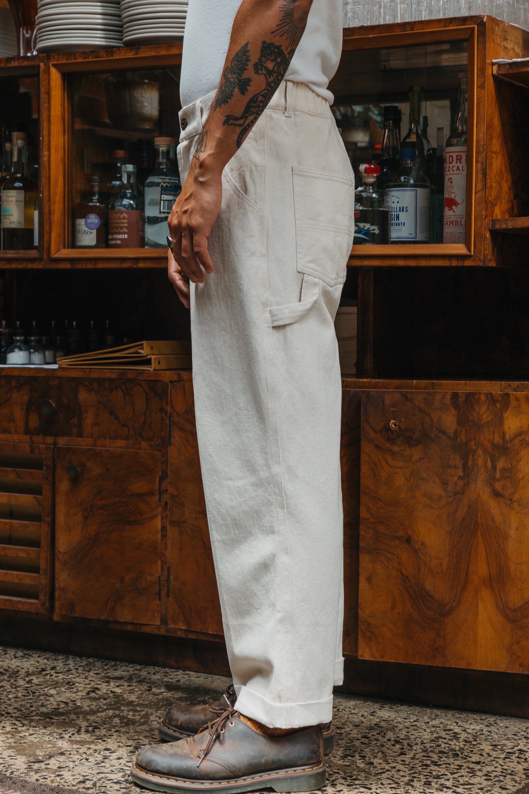 Ben Roy - Carpenter Baggy Pleated Pants - Oat