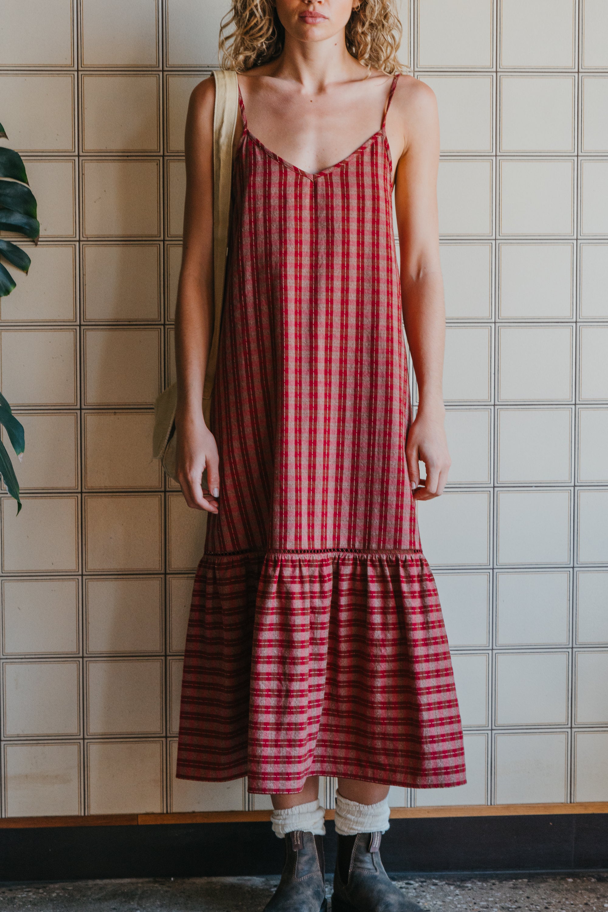 Cherry - Pink Checkered Dress