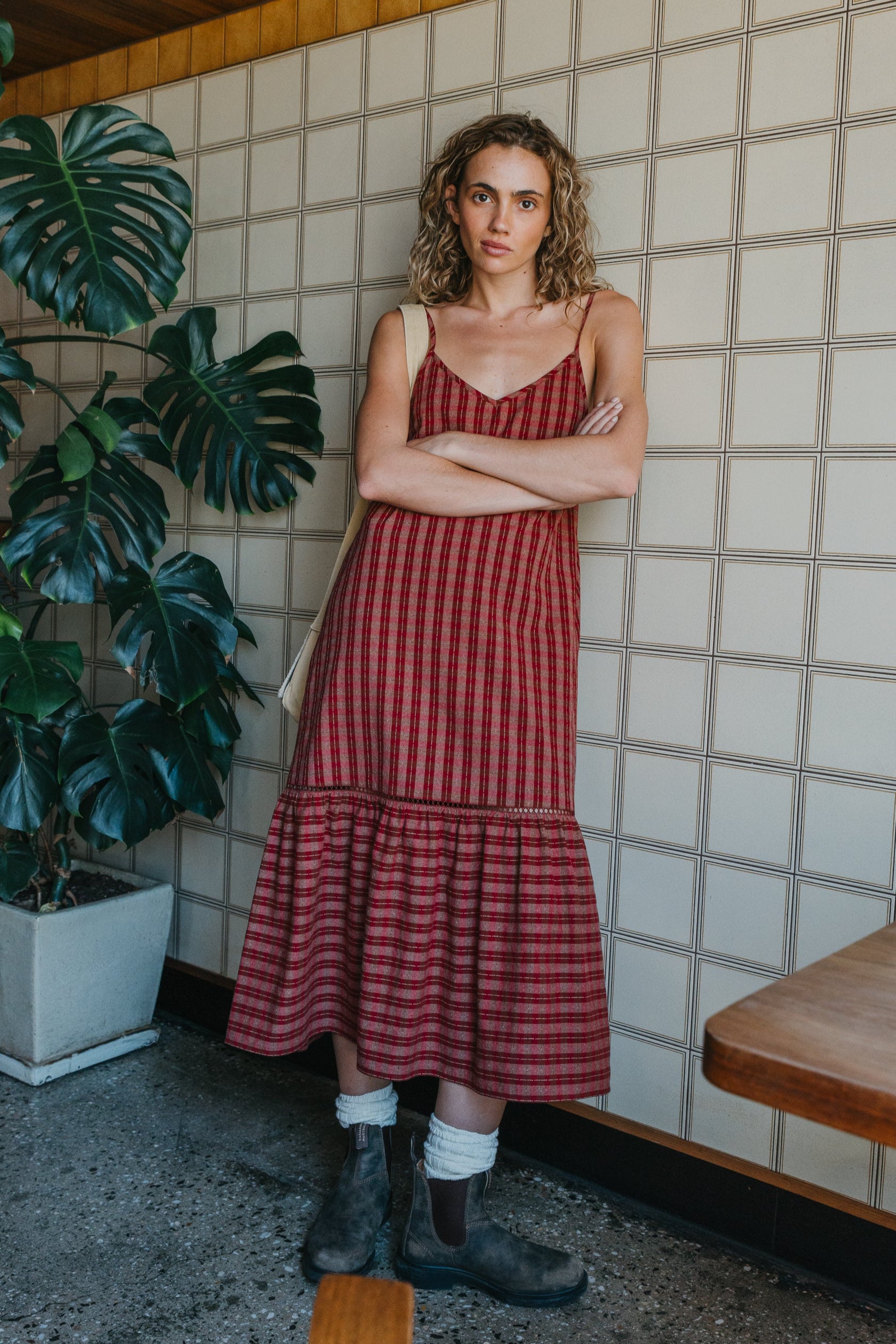 Cherry - Pink Checkered Dress