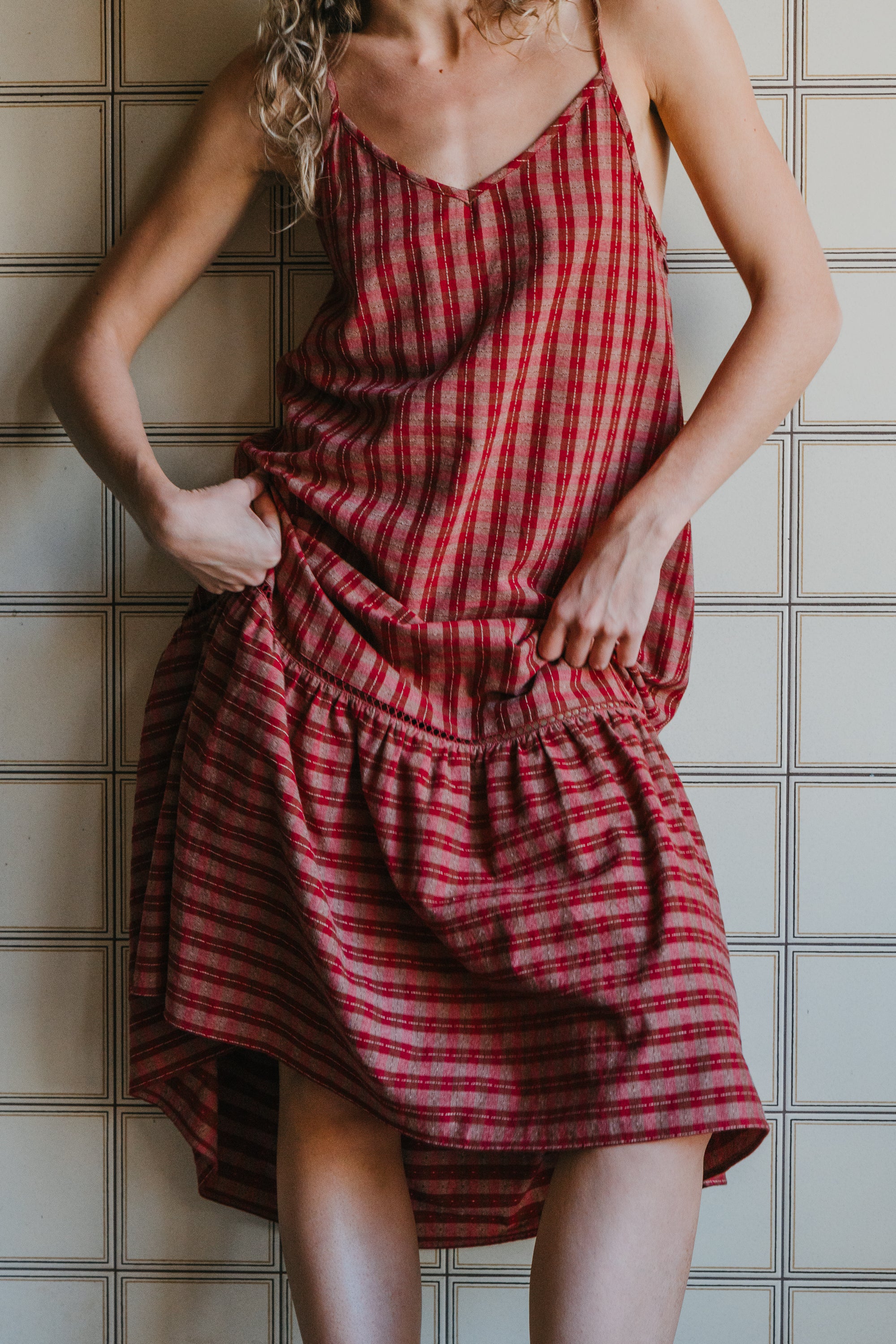 Cherry - Pink Checkered Dress