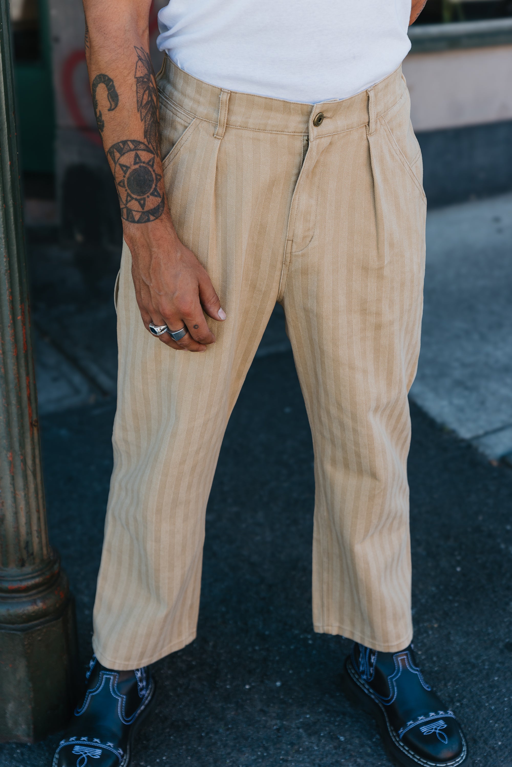 Ben Roy - Baggy Pleated Pants - Light Brown