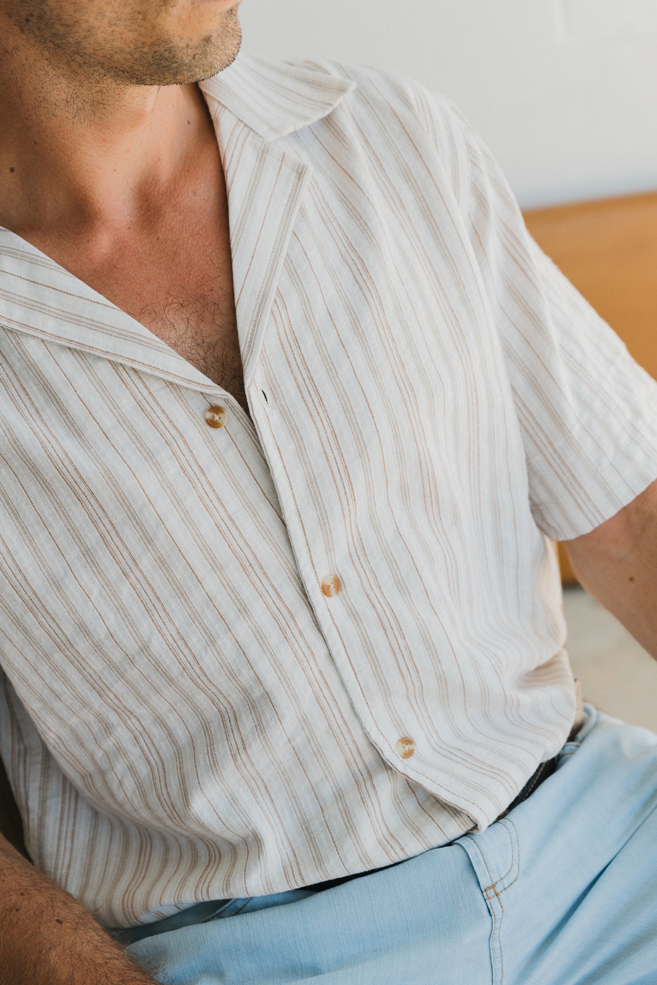 Bailey - Textured Striped Short Sleeve Shirt