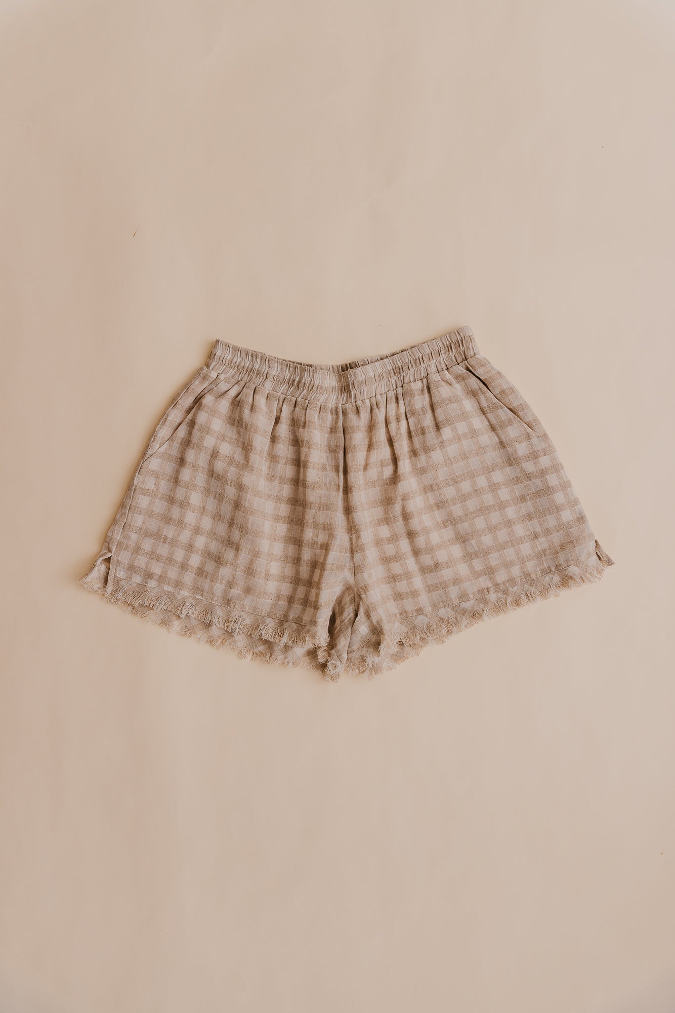 Lana Checkered Beige Shorts