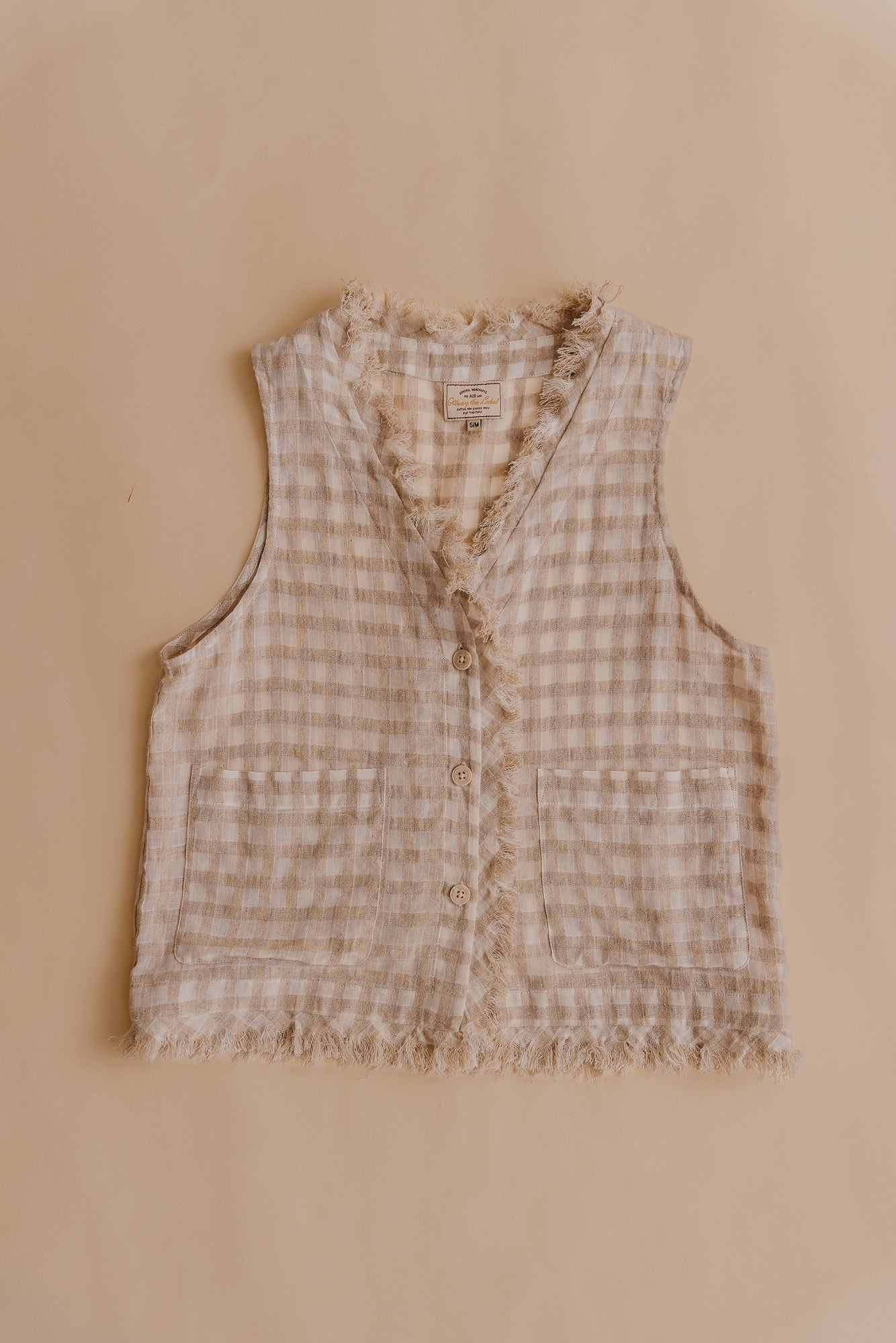 Lana Checkered Beige Vest