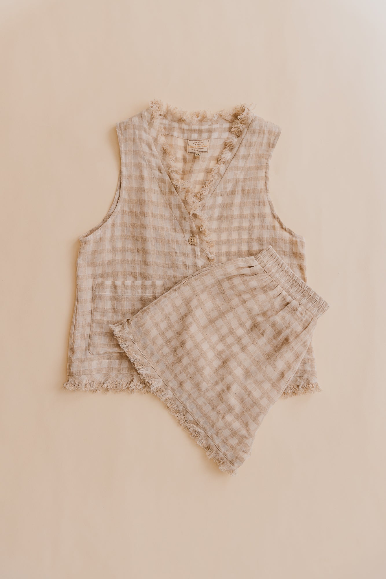 Lana Checkered Beige Vest