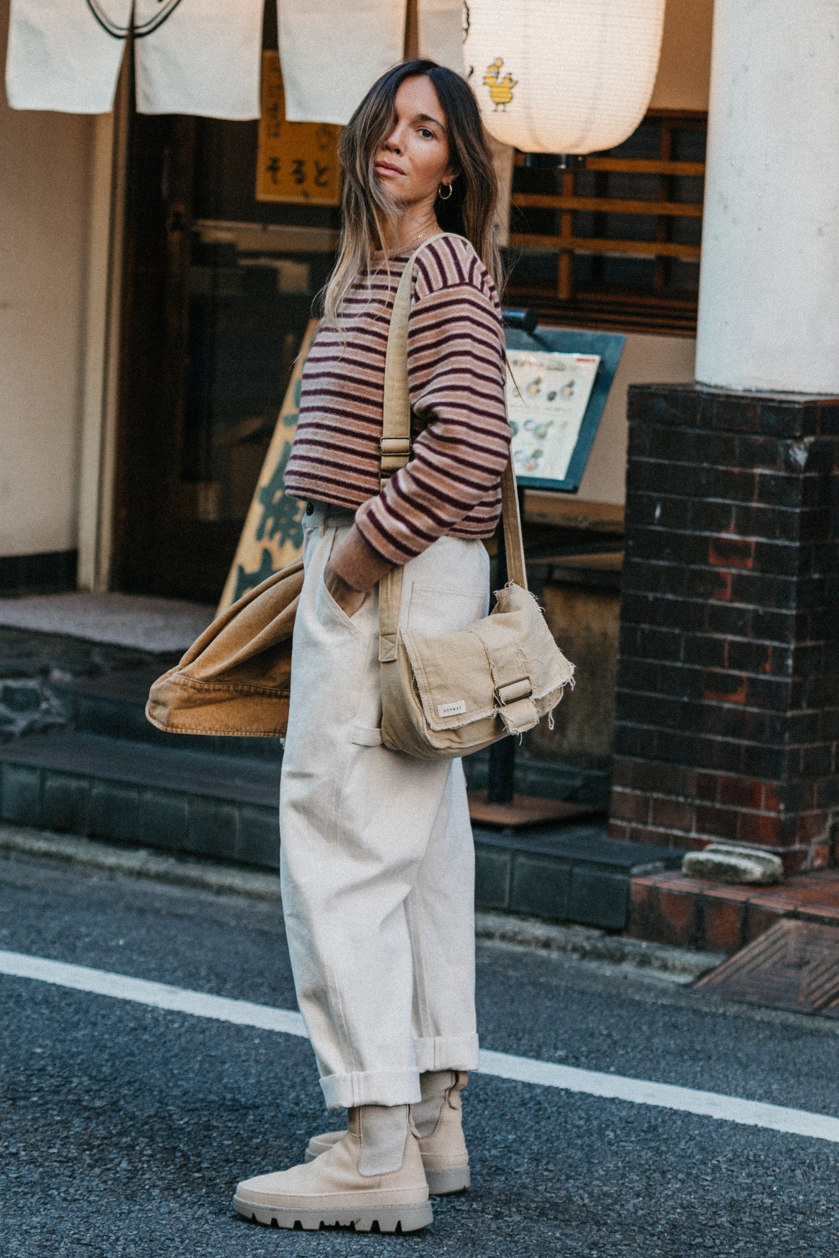 Ben Roy - Unisex Carpenter Baggy Pleated Pants - Oat