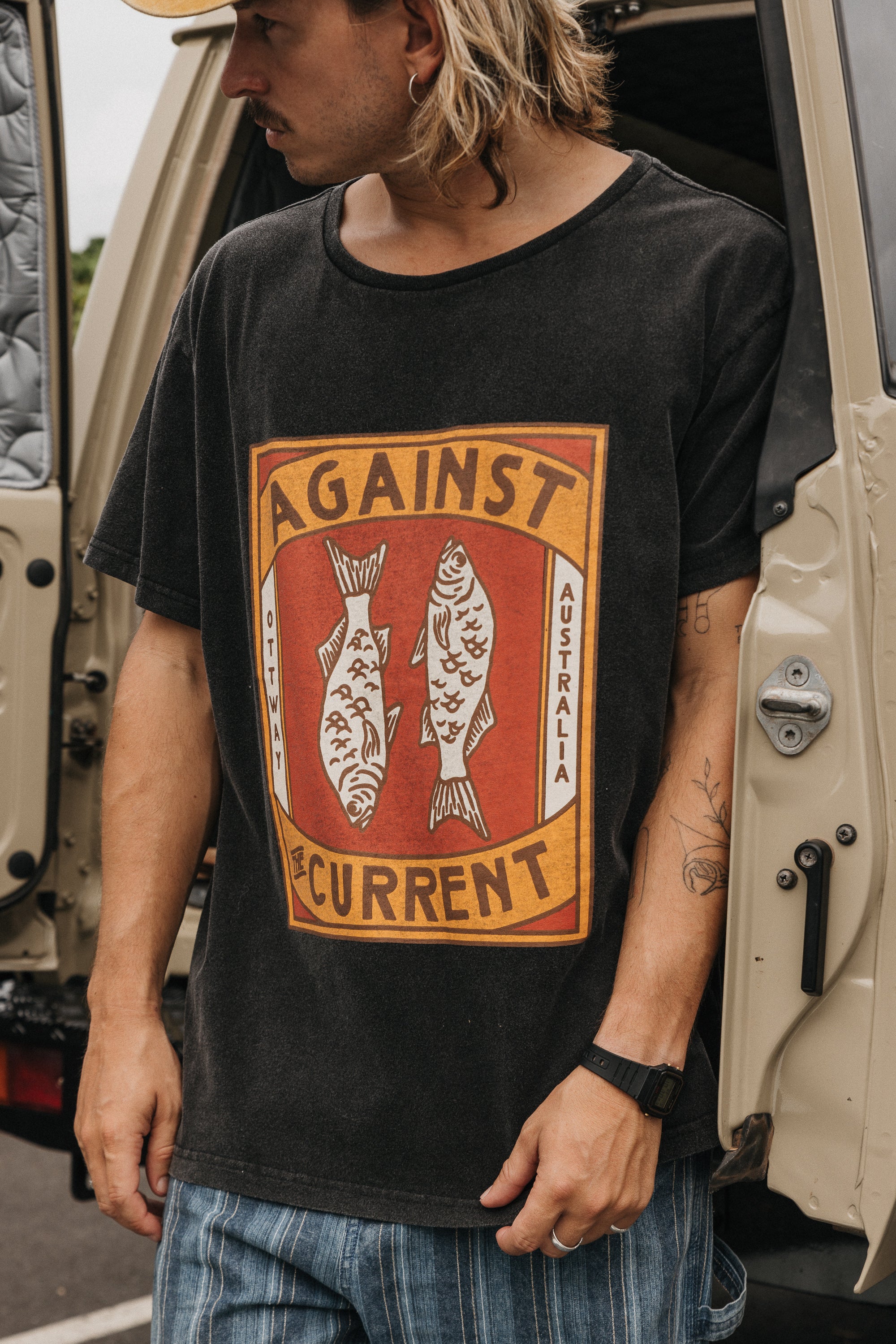 Against The Current T-Shirt - Washed Black