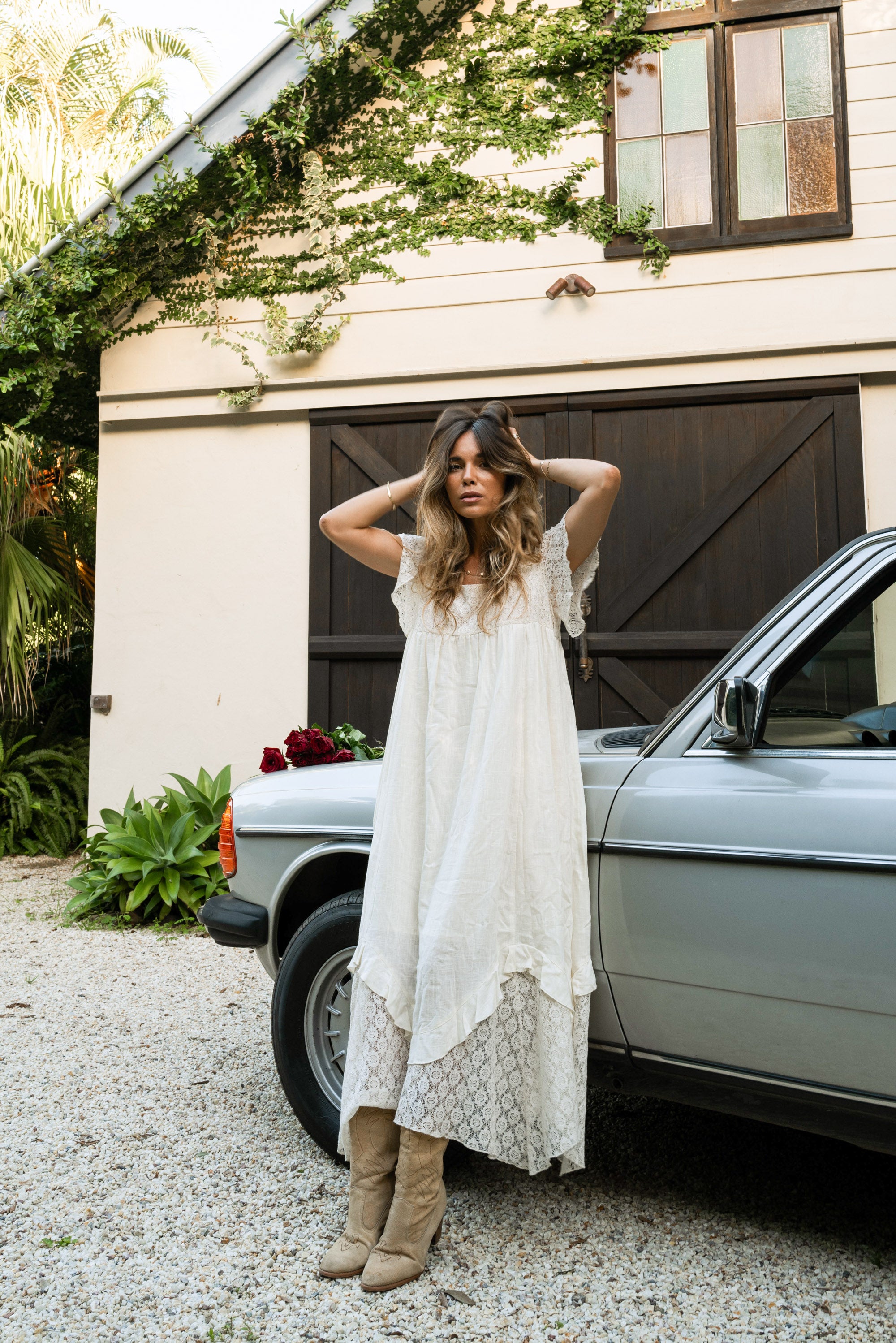 Boho lace maxi dress best sale