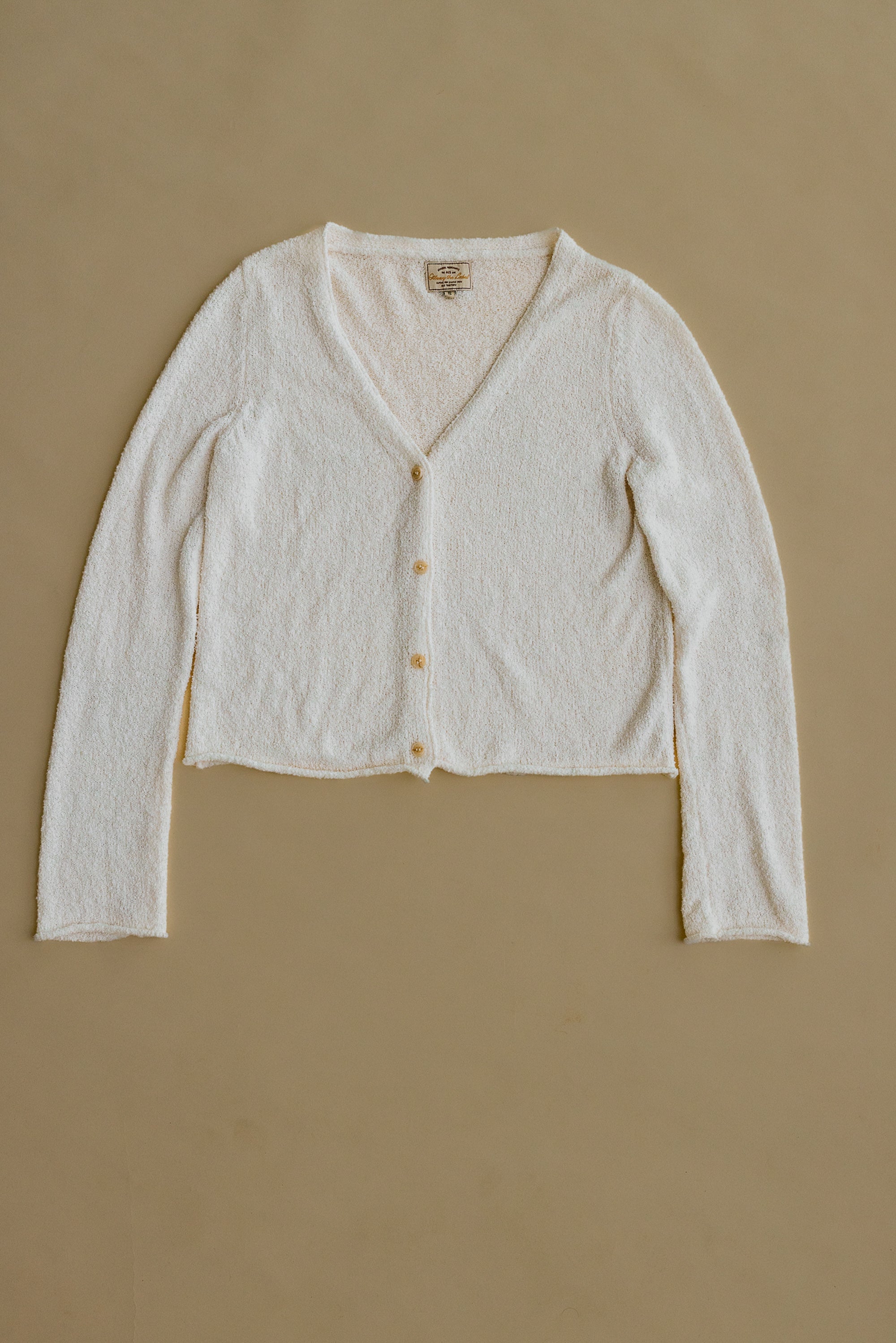 Mia - White Textured Rib Knit Cardigan