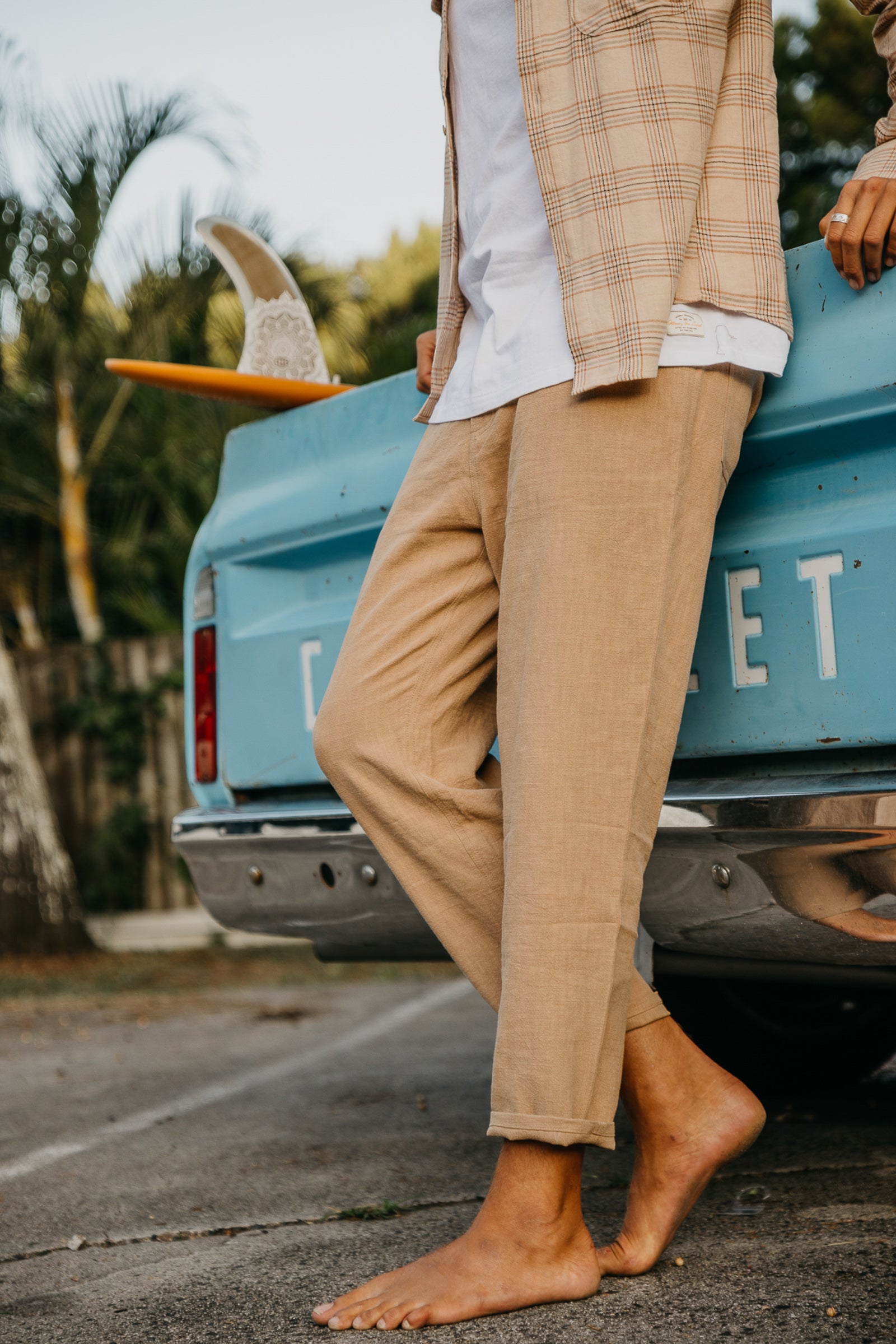 Miller Textured Linen Pants Light Brown