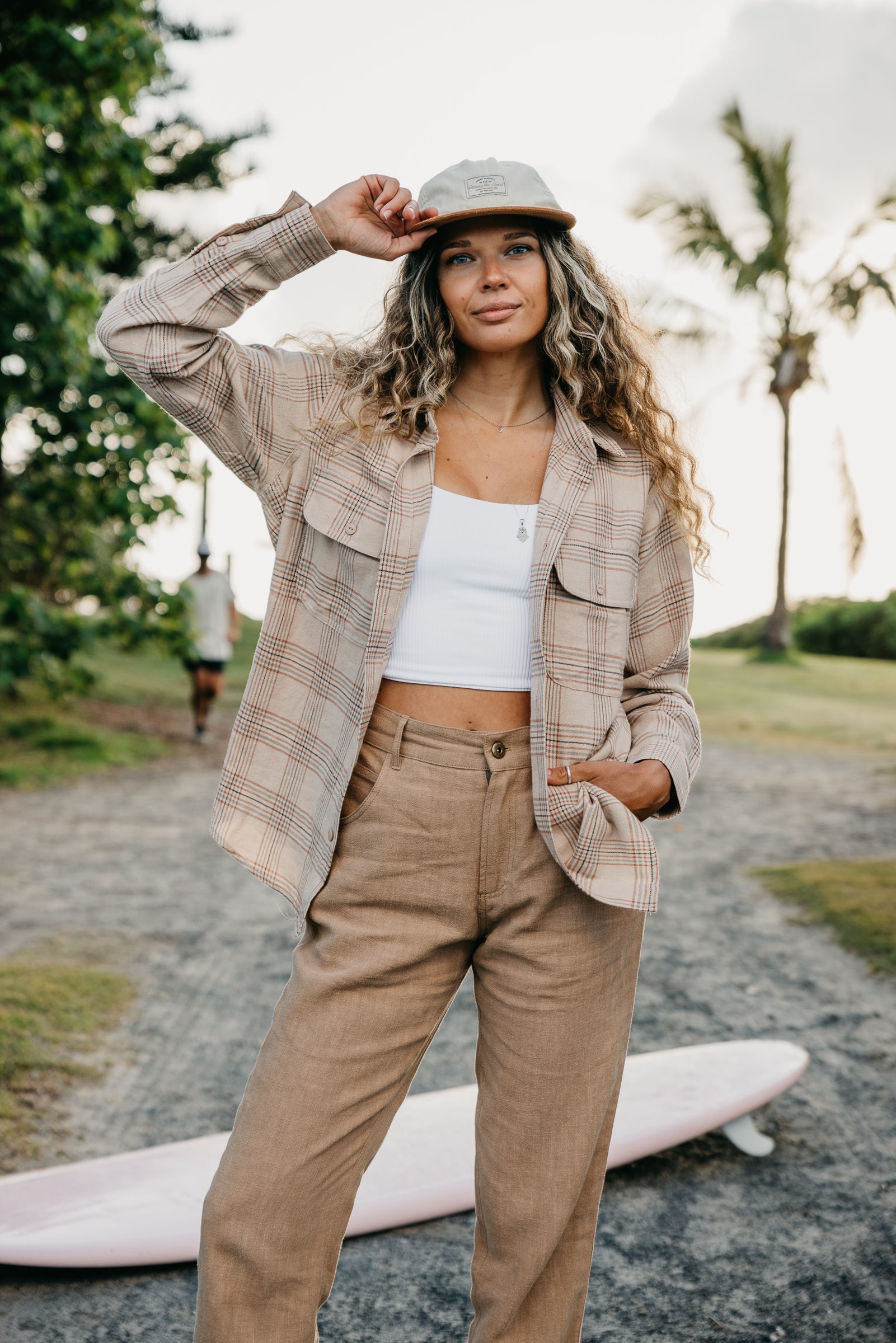 Miller - Unisex Textured Linen Pants - Light Brown